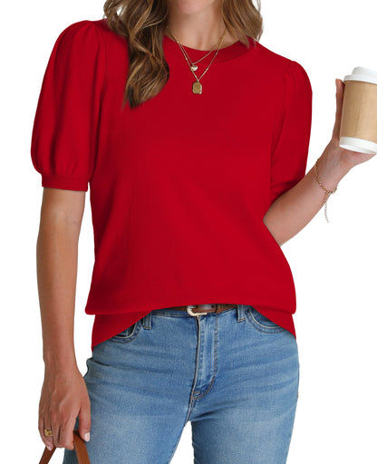 Women's Lightweight Puff Short Sleeve Sweater(Buy 2 Free Shipping)