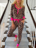 Leopard with Pink Trim Jogger Pajama Set