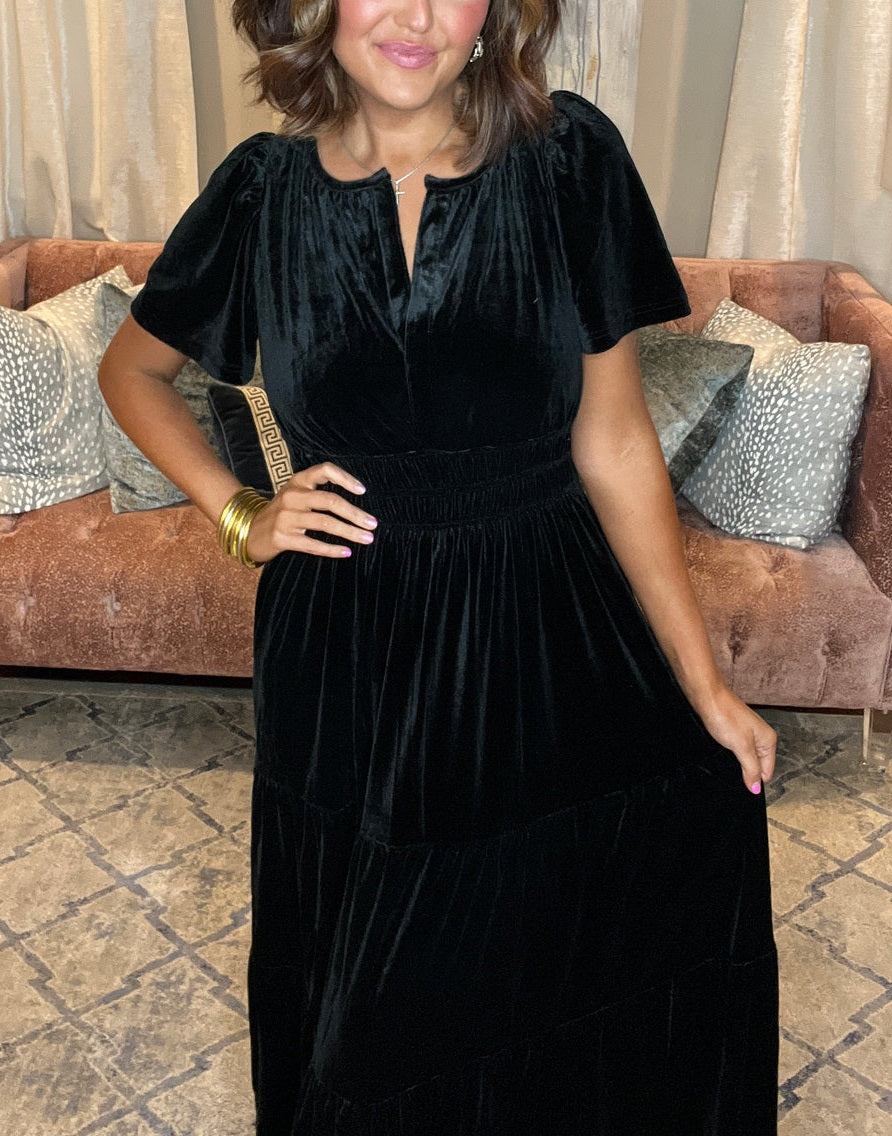 Women's Velvet Tiered Maxi Dress (Buy 2 Free Shipping)