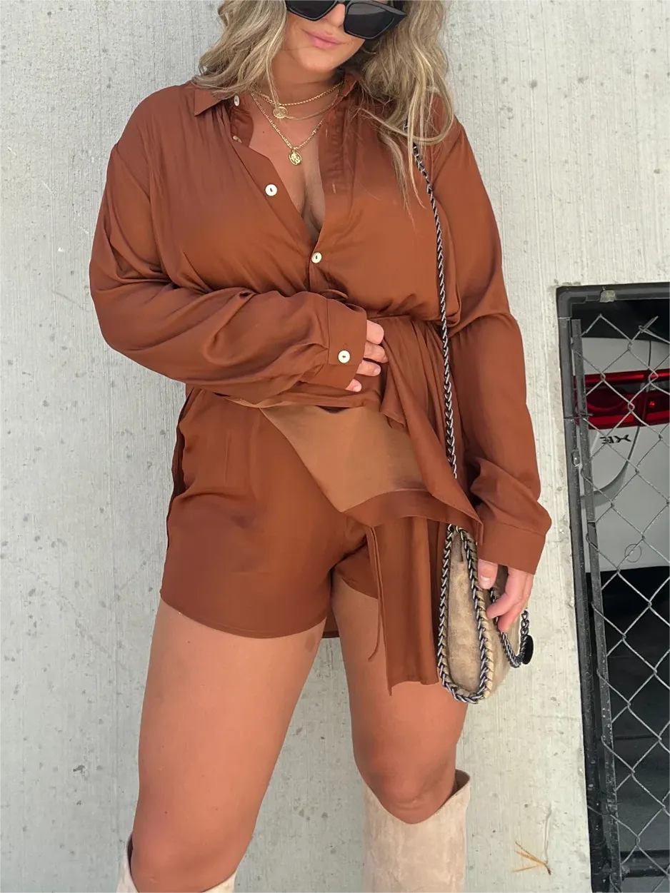Satin Covered Nights Romper Set (Buy 2 Free Shipping)