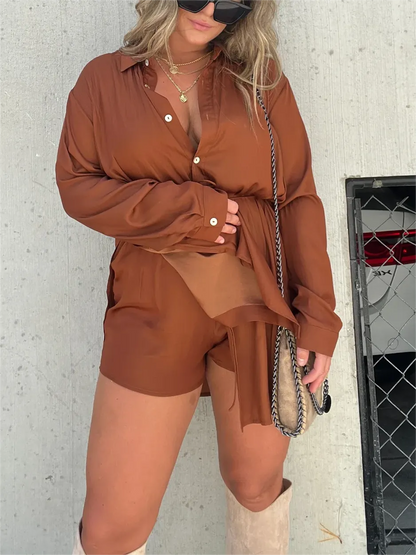 Satin Covered Nights Romper Set (Buy 2 Free Shipping)