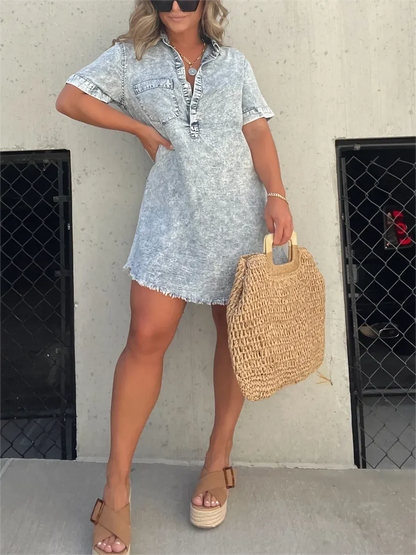 100% Tencel/Lyocell Material Silk Feeling Womens Washed Shirt Dress(Buy 2 Free Shipping)