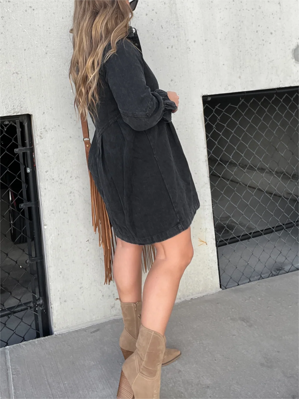 Women's Washed Denim Puff Sleeve Dress (Buy 2 Free Shipping)