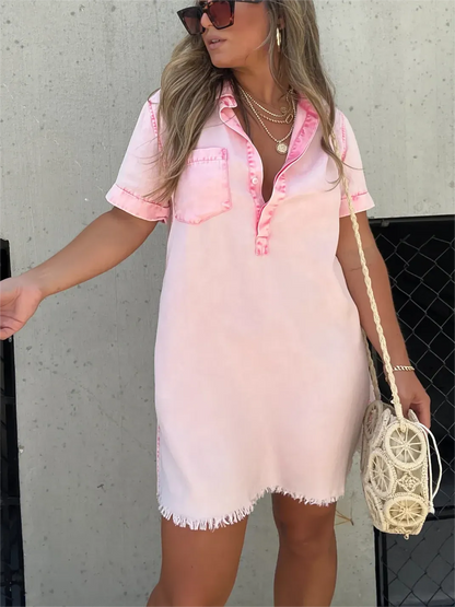 100% Tencel/Lyocell Material Silk Feeling Womens Washed Shirt Dress(Buy 2 Free Shipping)