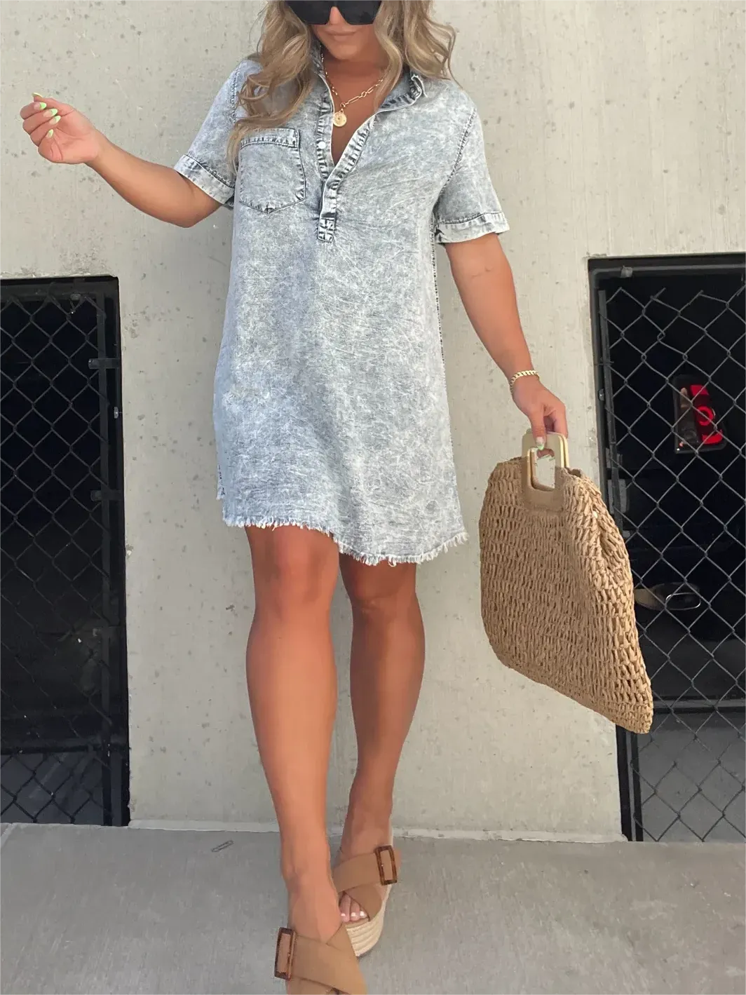100% Tencel/Lyocell Material Silk Feeling Womens Washed Shirt Dress(Buy 2 Free Shipping)
