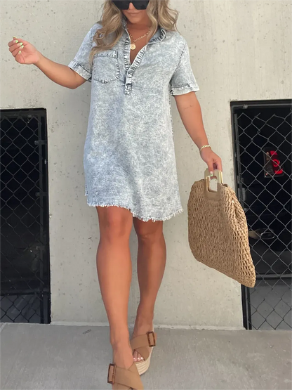 100% Tencel/Lyocell Material Silk Feeling Womens Washed Shirt Dress(Buy 2 Free Shipping)