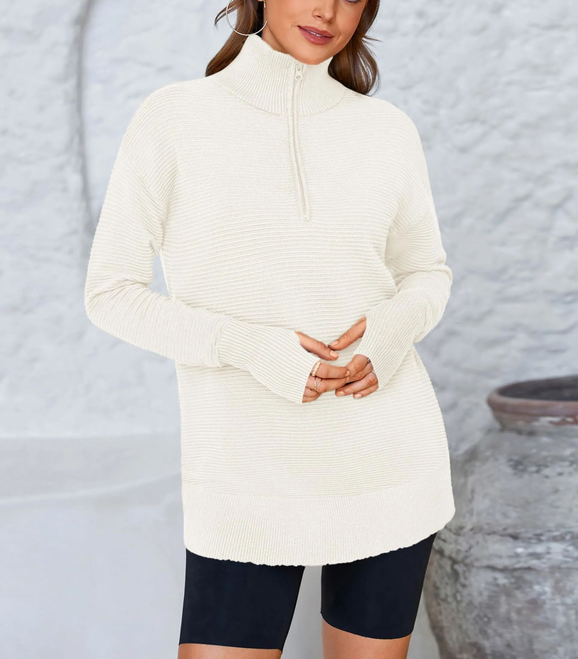 Women's Soft Textured Half Zip Long Sleeve Sweatshirt
