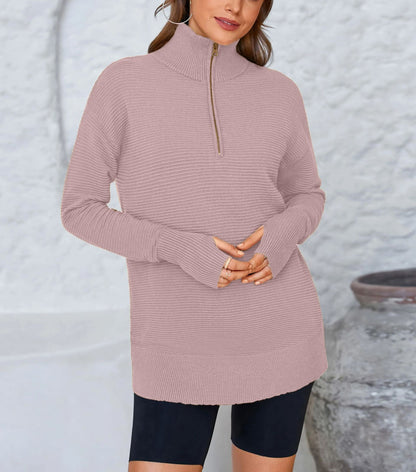 Women's Soft Textured Half Zip Long Sleeve Sweatshirt