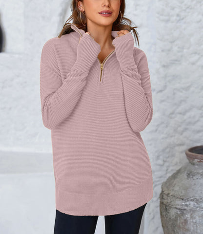 Women's Soft Textured Half Zip Long Sleeve Sweatshirt