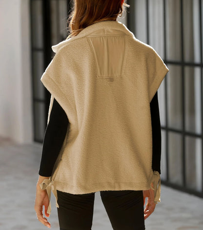 Women's Fuzzy Fleece Vest Oversized Button Down Sherpa Jacket