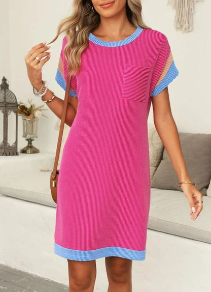 Women‘s Casual Color Block Textured Dress(BUY 2 FREE SHIPPING)