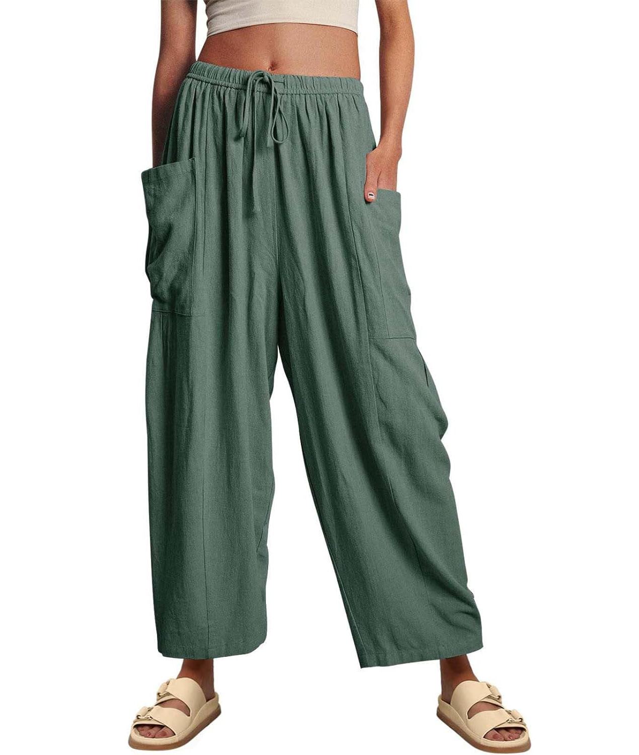 Women‘s Casual Linen Blend Palazzo Pants (Buy 2 Free Shipping)