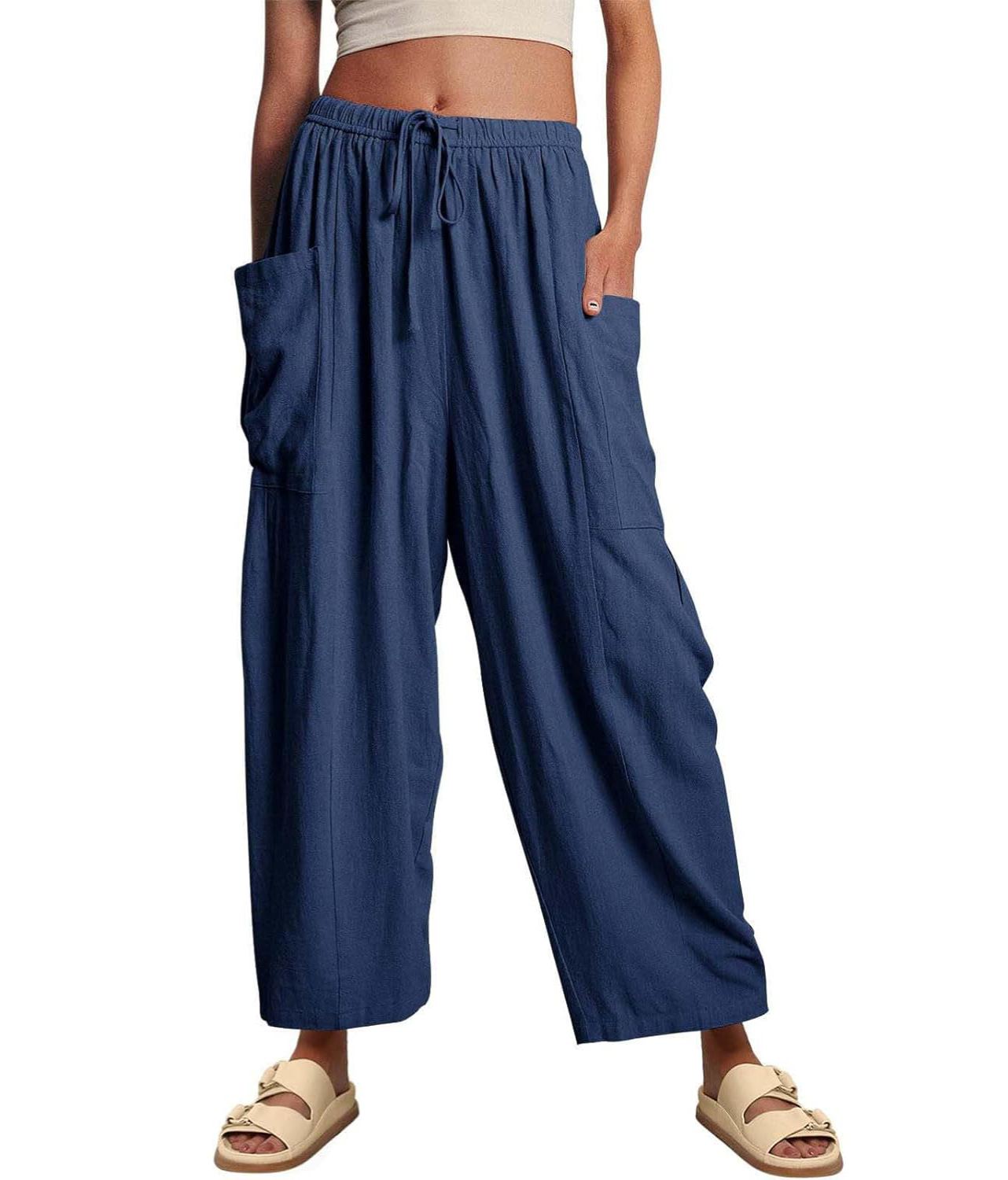Women‘s Casual Linen Blend Palazzo Pants (Buy 2 Free Shipping)