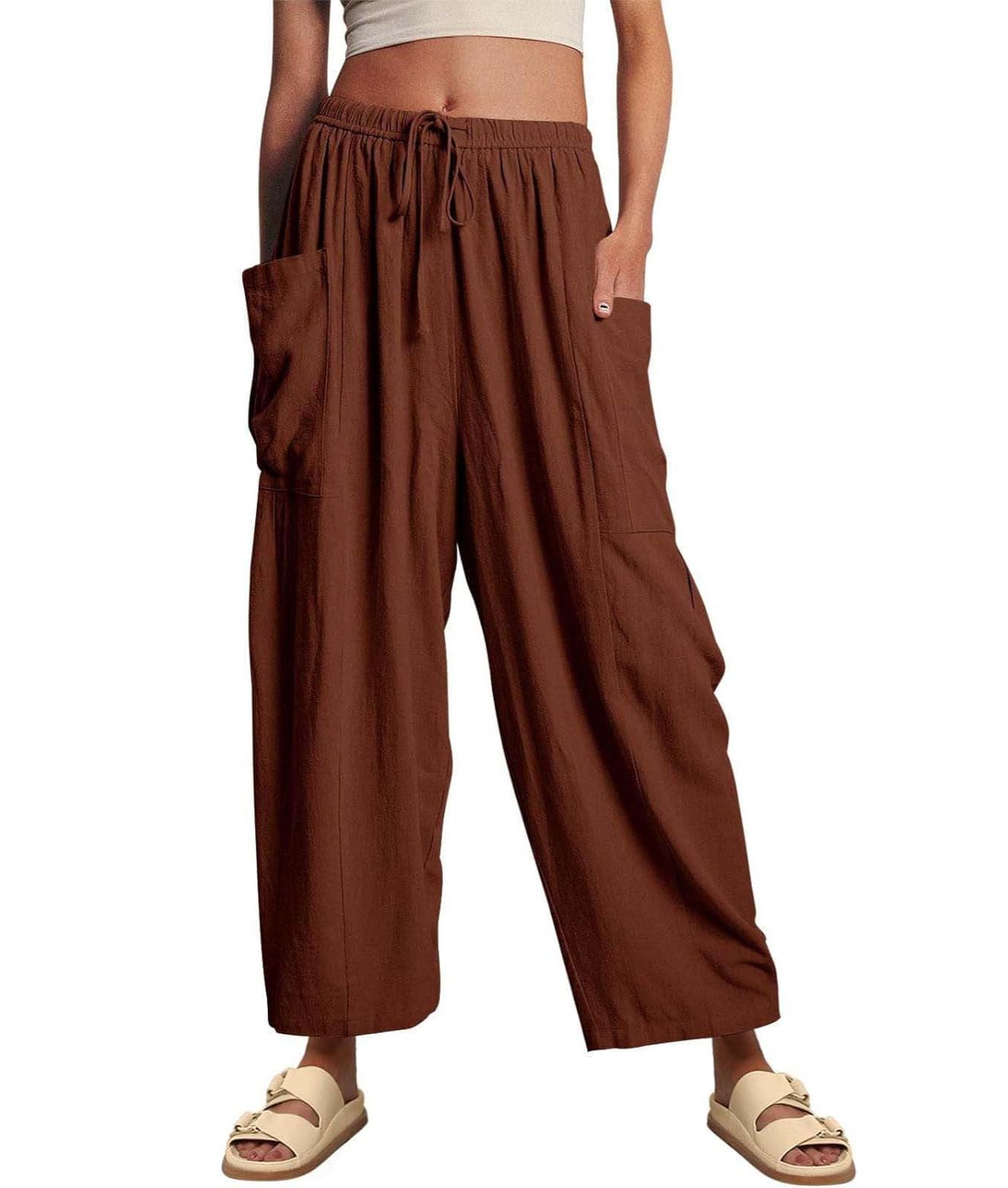 Women‘s Casual Linen Blend Palazzo Pants (Buy 2 Free Shipping)