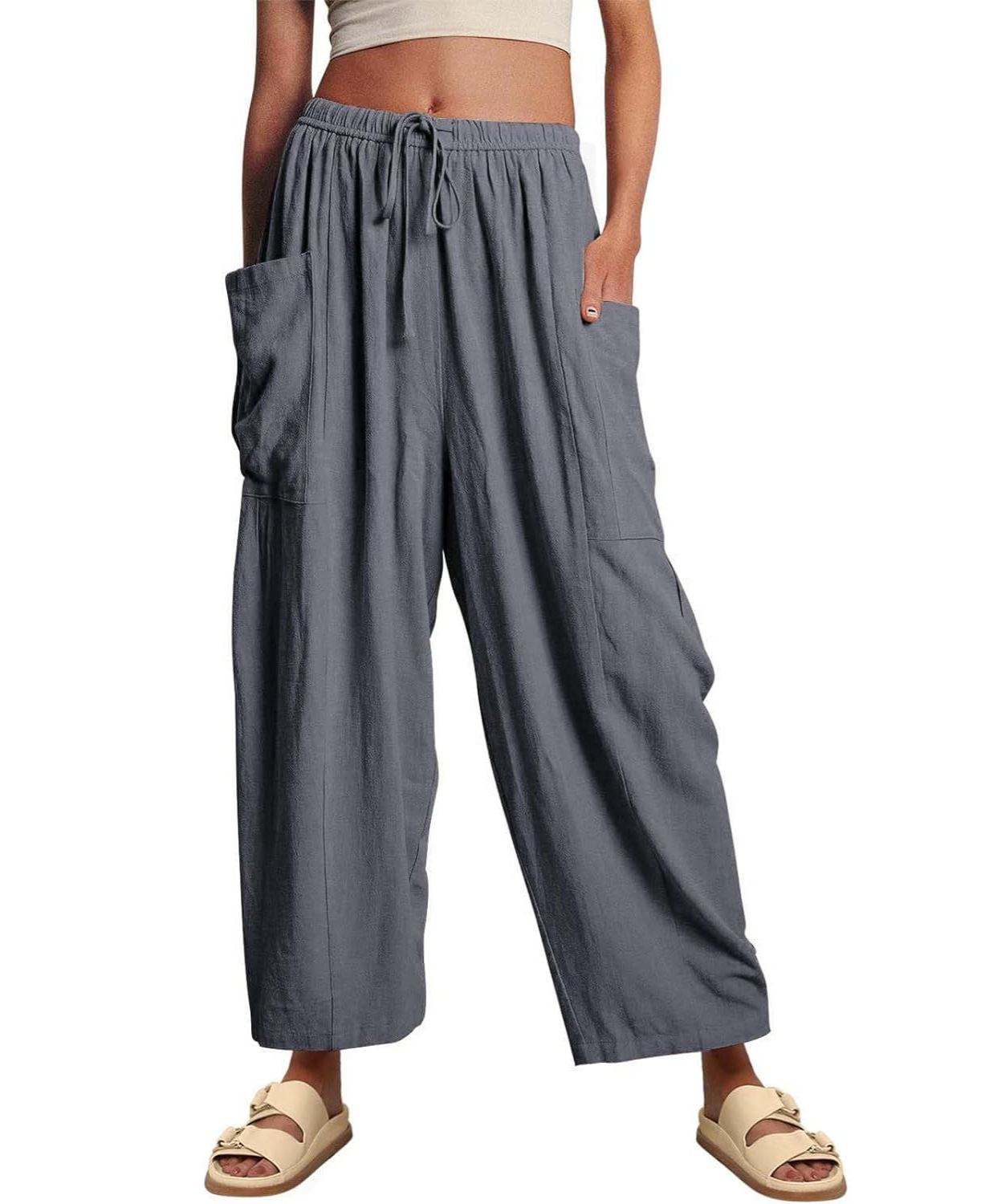 Women‘s Casual Linen Blend Palazzo Pants (Buy 2 Free Shipping)