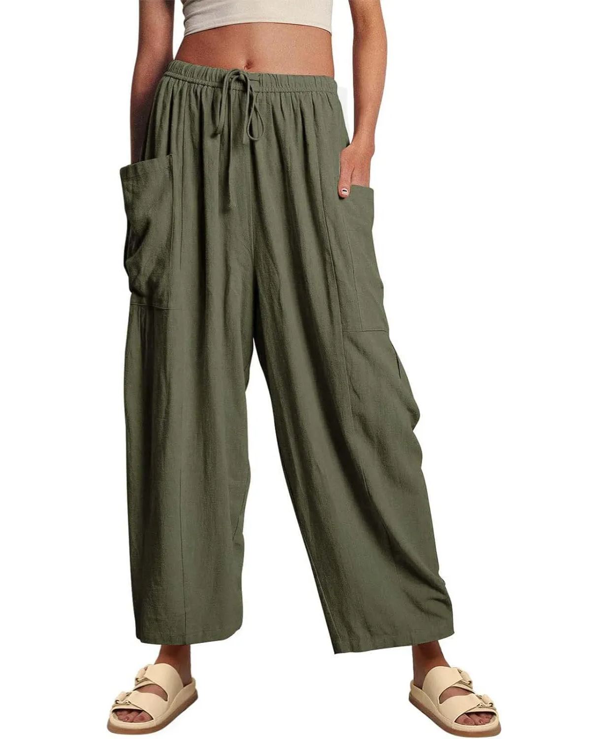 Women‘s Casual Linen Blend Palazzo Pants (Buy 2 Free Shipping)