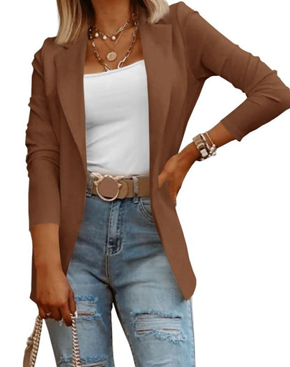 Women's Casual Lightweight Lapel Long Sleeve Blazer Coat