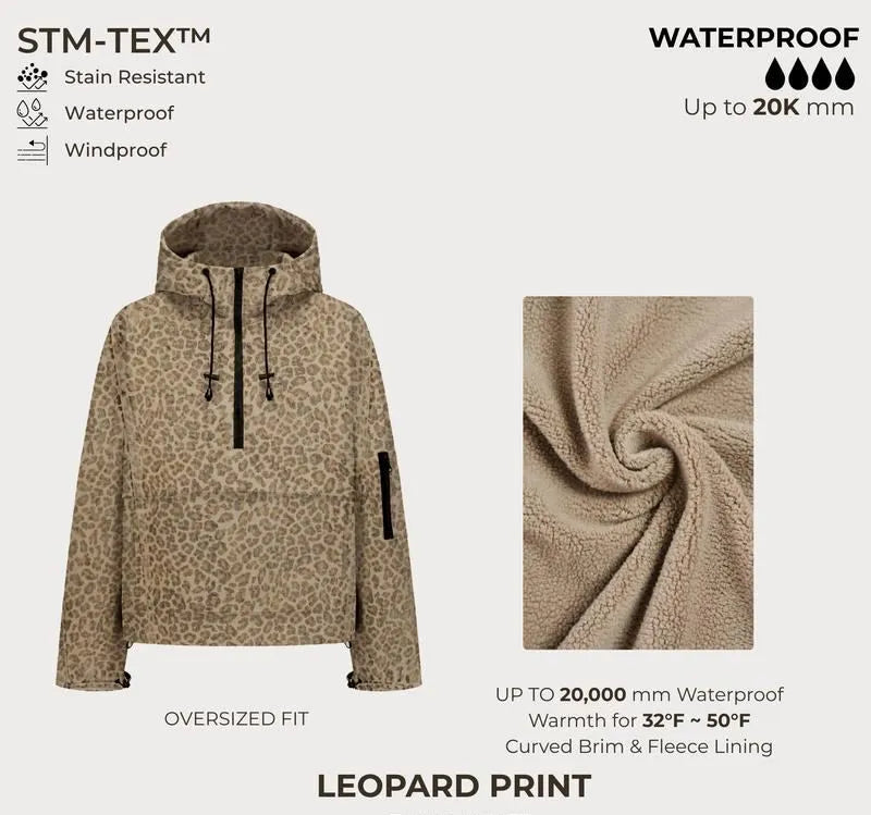 Fleece-lined Hooded Rain Jacket With Kangaroo Pocket(BUY 2 FREE SHIPPING)