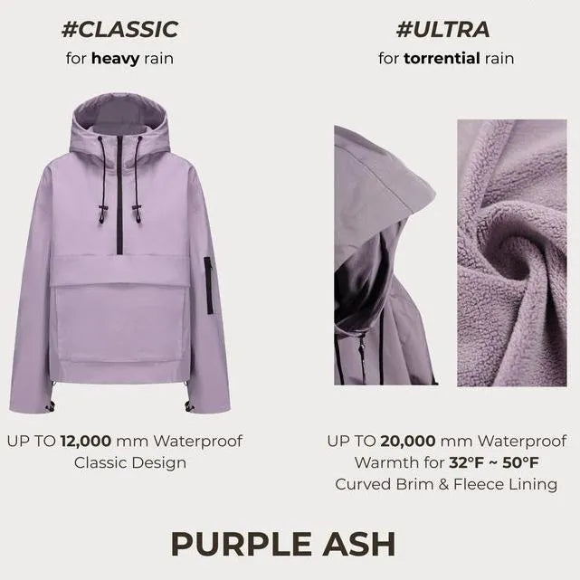 Fleece-lined Hooded Rain Jacket With Kangaroo Pocket(BUY 2 FREE SHIPPING)