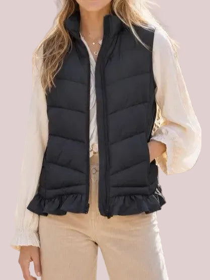 Women's Ruffle Hem Puffer Vest