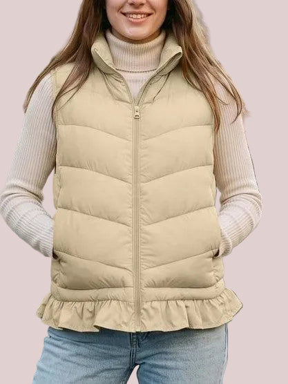 Women's Ruffle Hem Puffer Vest
