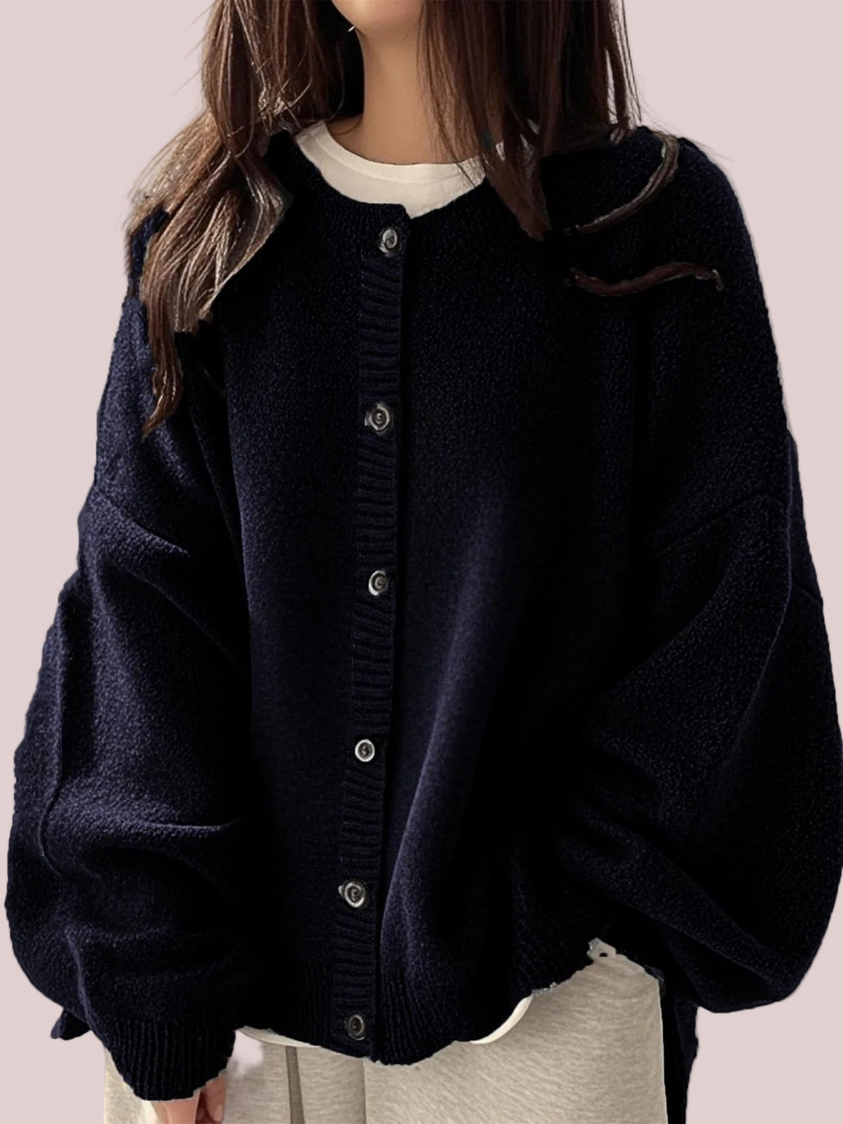 Women's Side Slit Relaxed Fit Knit Cardigan