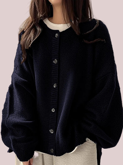 Women's Side Slit Relaxed Fit Knit Cardigan