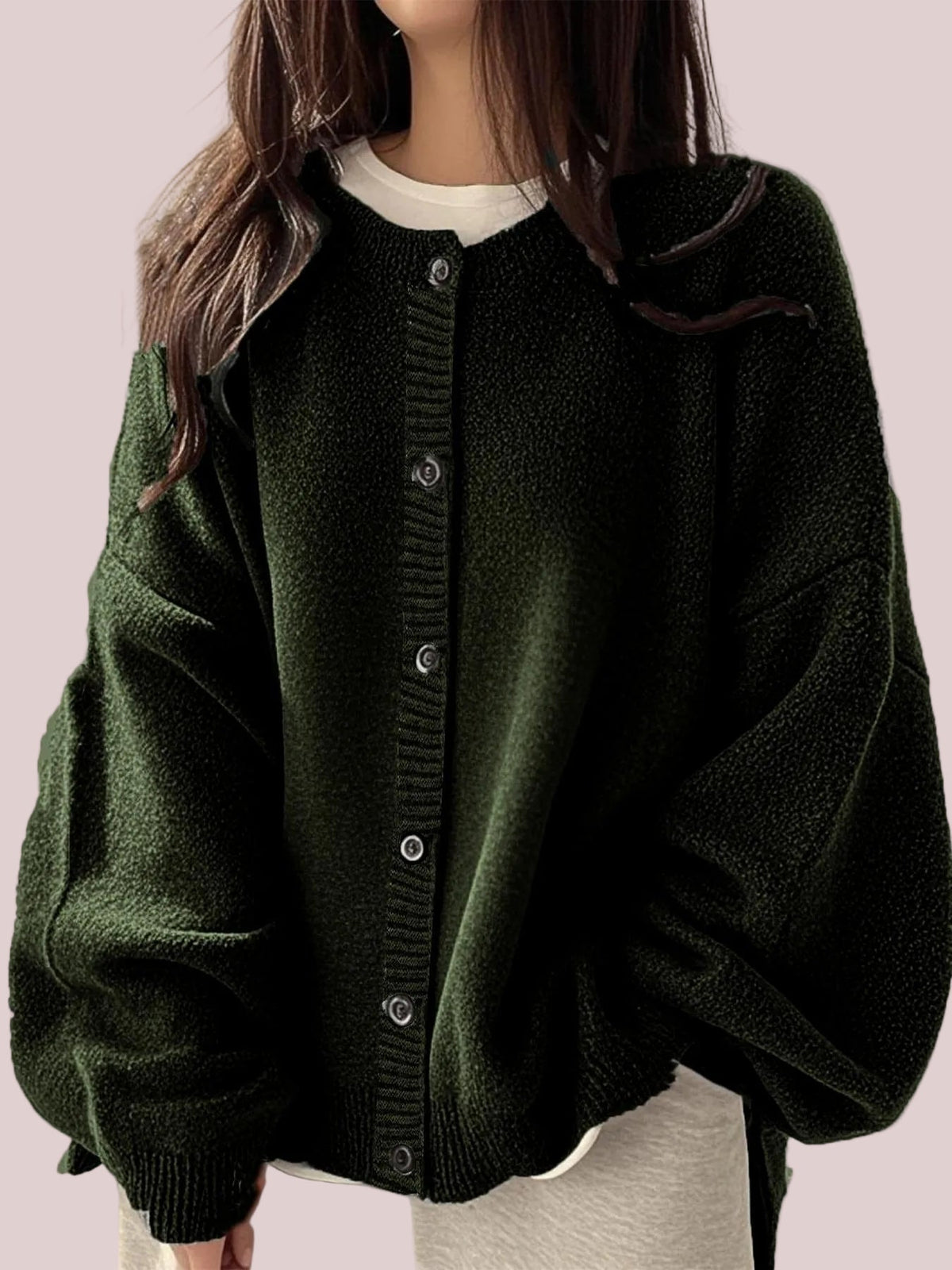 Women's Side Slit Relaxed Fit Knit Cardigan