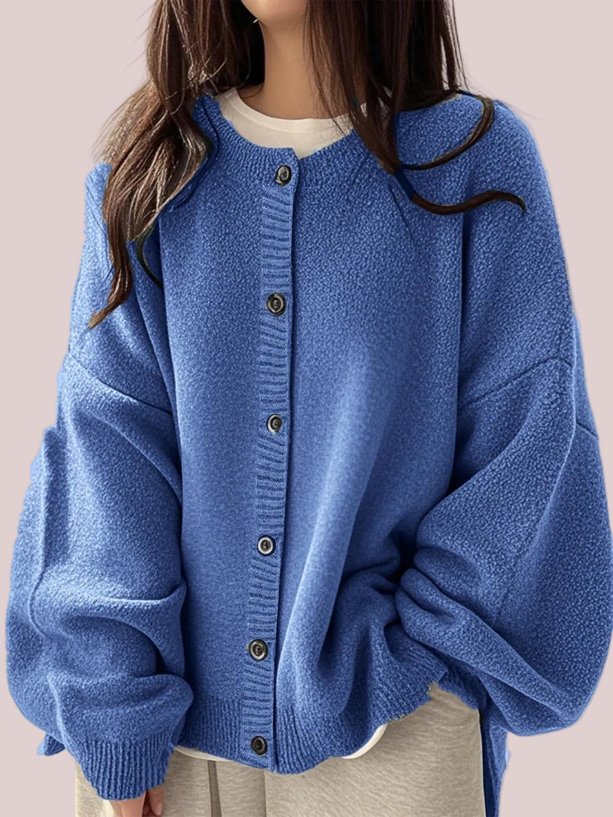 Women's Side Slit Relaxed Fit Knit Cardigan