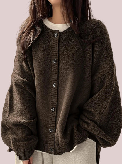 Women's Side Slit Relaxed Fit Knit Cardigan