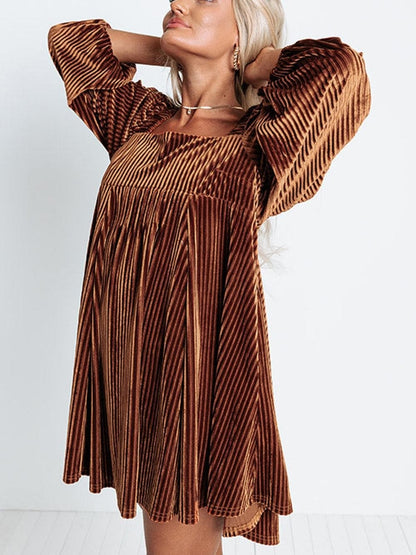Women's Square Neck Tie Back Ribbed Dress (Buy 2 Free Shipping)