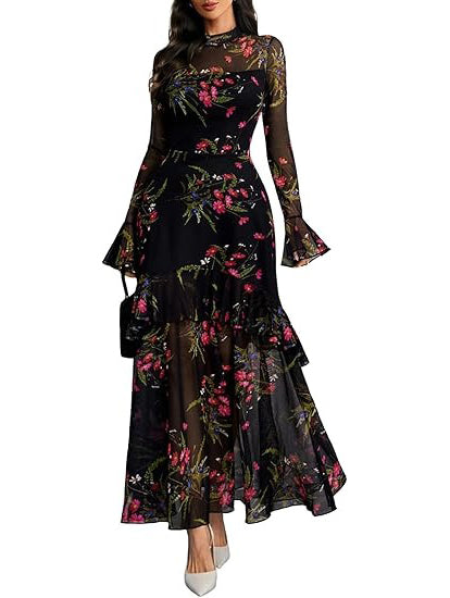 Valentine's Sheer Leopard Maxi Dress