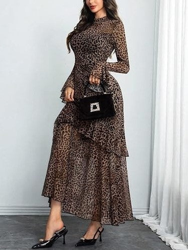 Valentine's Sheer Leopard Maxi Dress