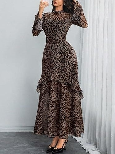 Valentine's Sheer Leopard Maxi Dress