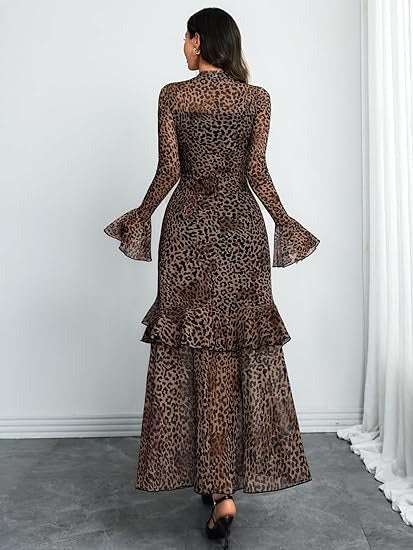 Valentine's Sheer Leopard Maxi Dress