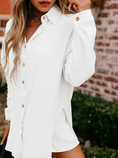 Womens Long Sleeve Gauze Shirt & Shorts Set