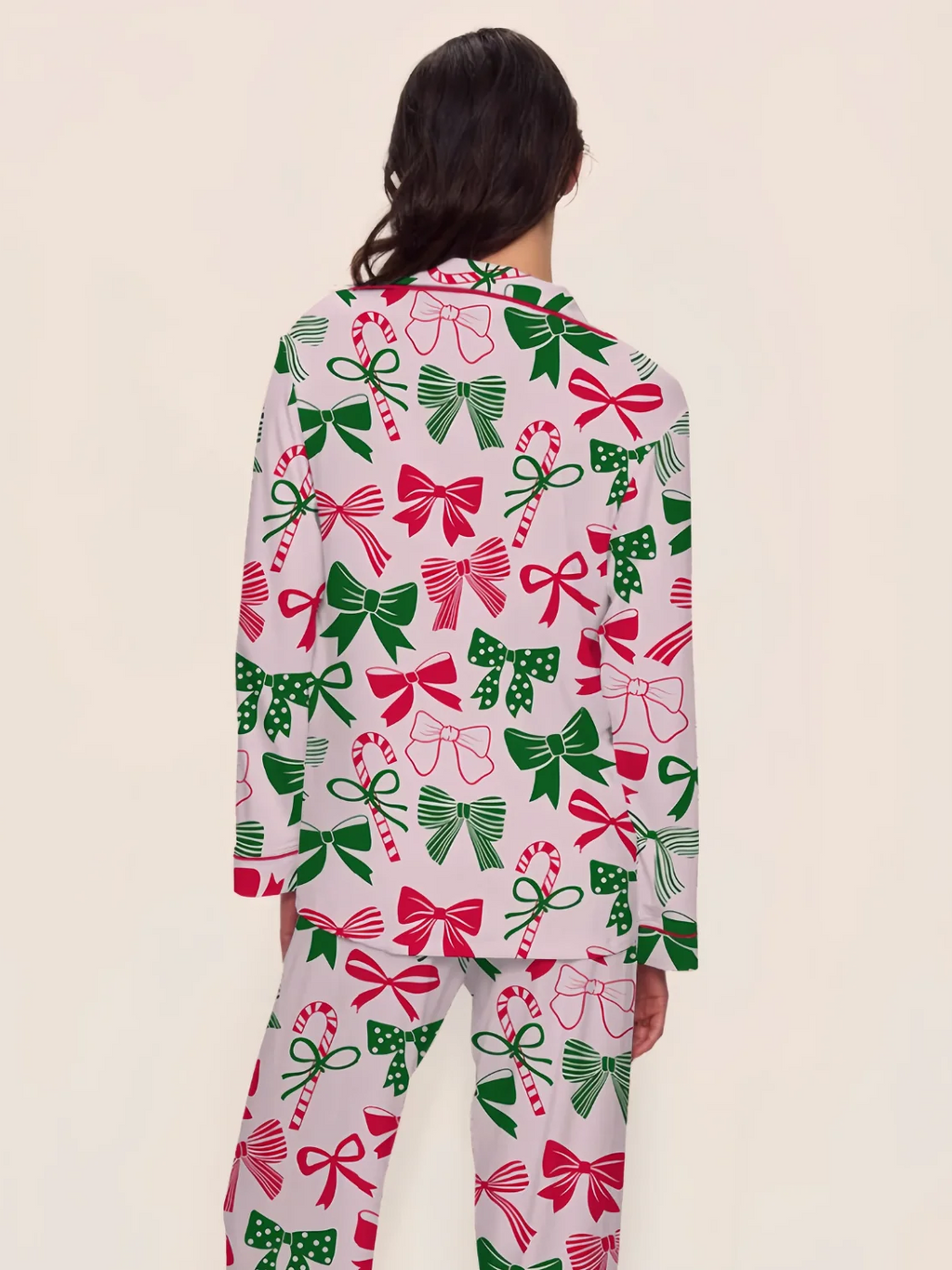 Women's Christmas Bow Print Pajamas Two-Piece Set (Buy 2 Free Shipping)
