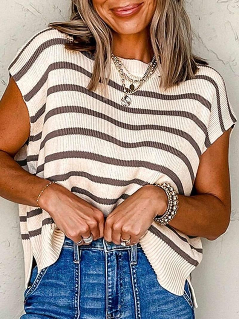 Women's Striped Print Crew Neck Sweater Pullover(Buy 2 Free Shipping)