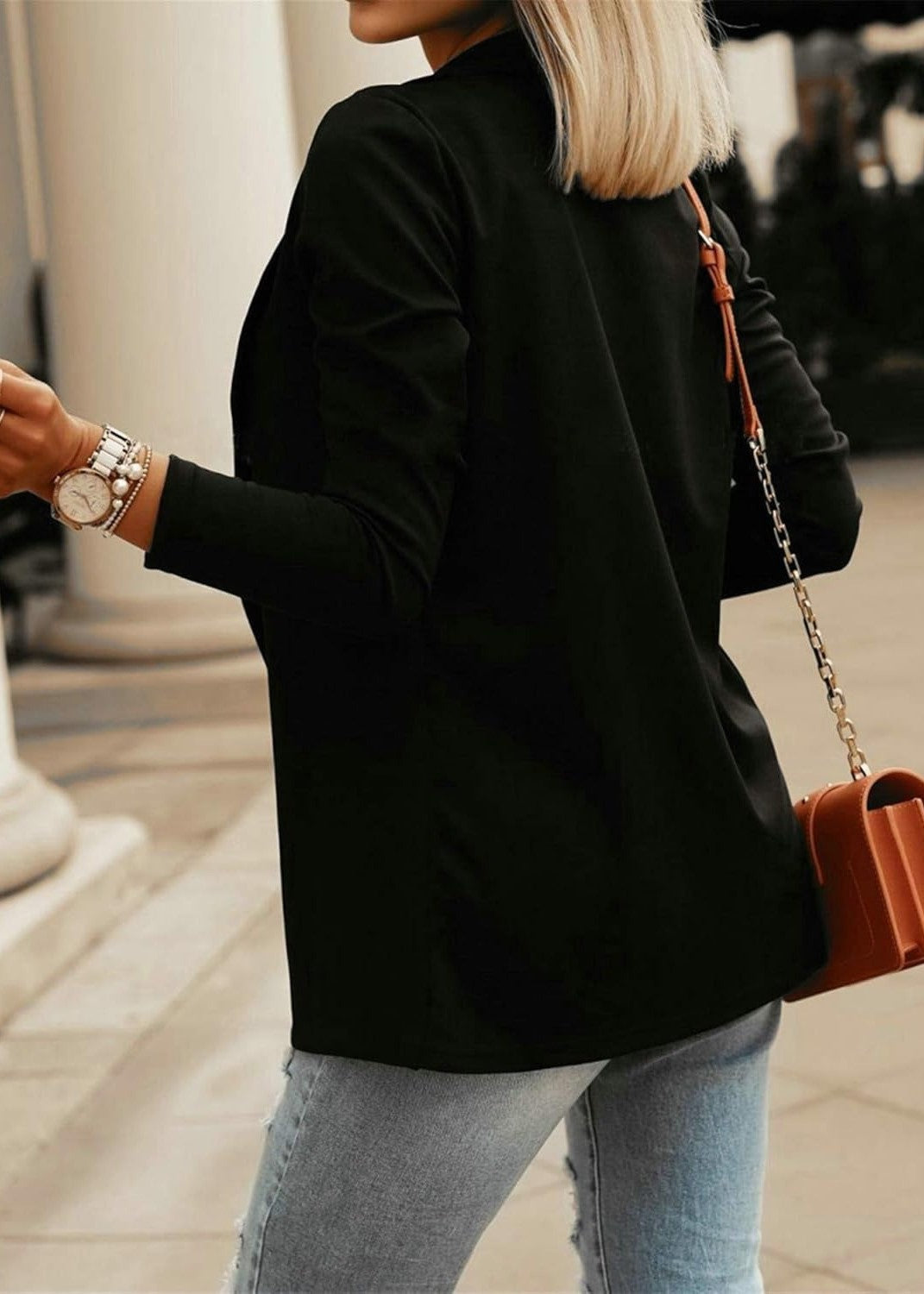 Women's Casual Lightweight Lapel Long Sleeve Blazer Coat