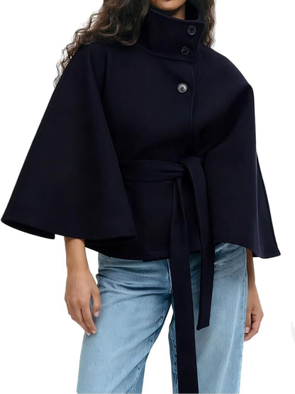Women's Elegant Turtleneck Batwing Cape Coat