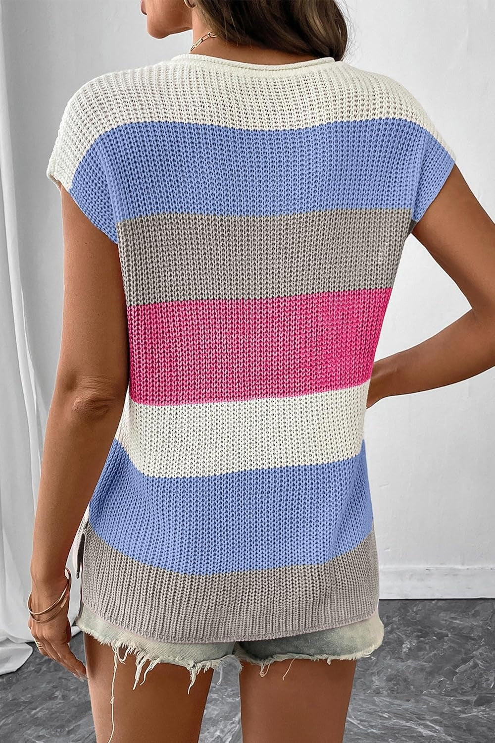 2026 Spring Women's Striped Colorblock Knit Top（buy 2 free shipping）