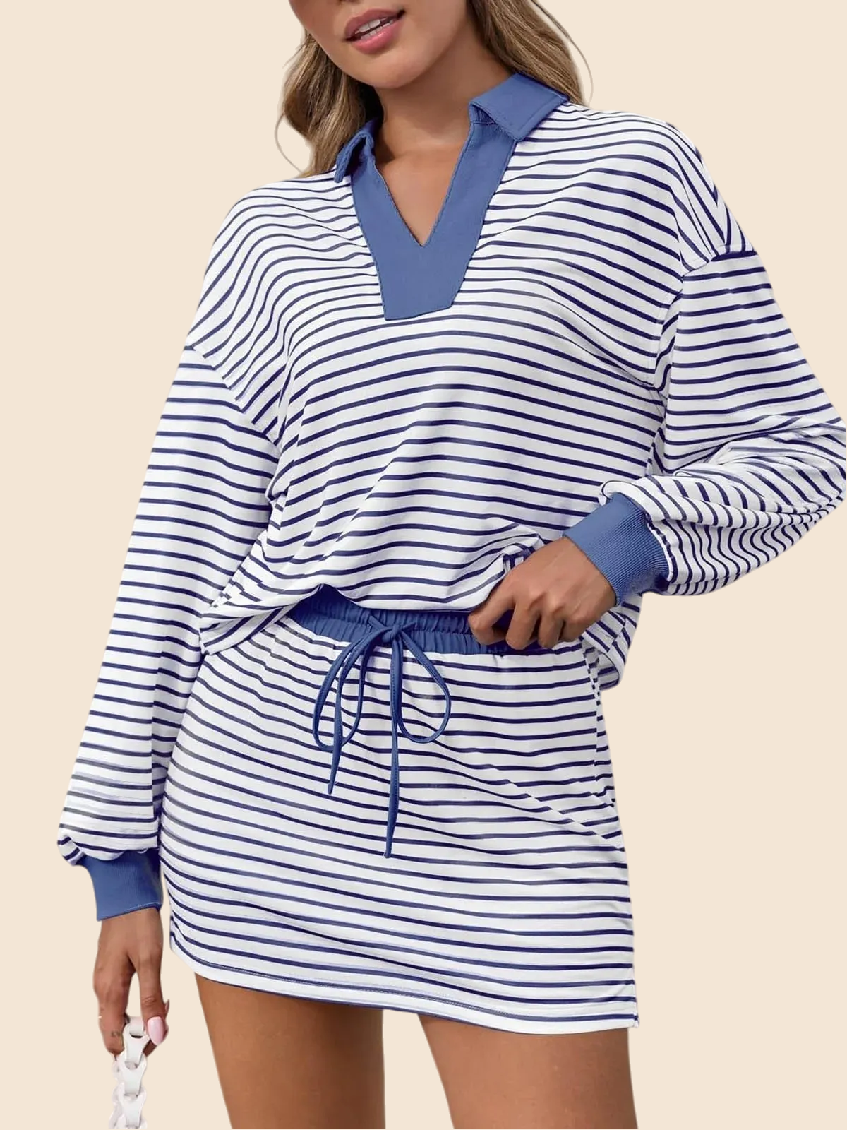 Women's Casual Striped Two-Piece Set