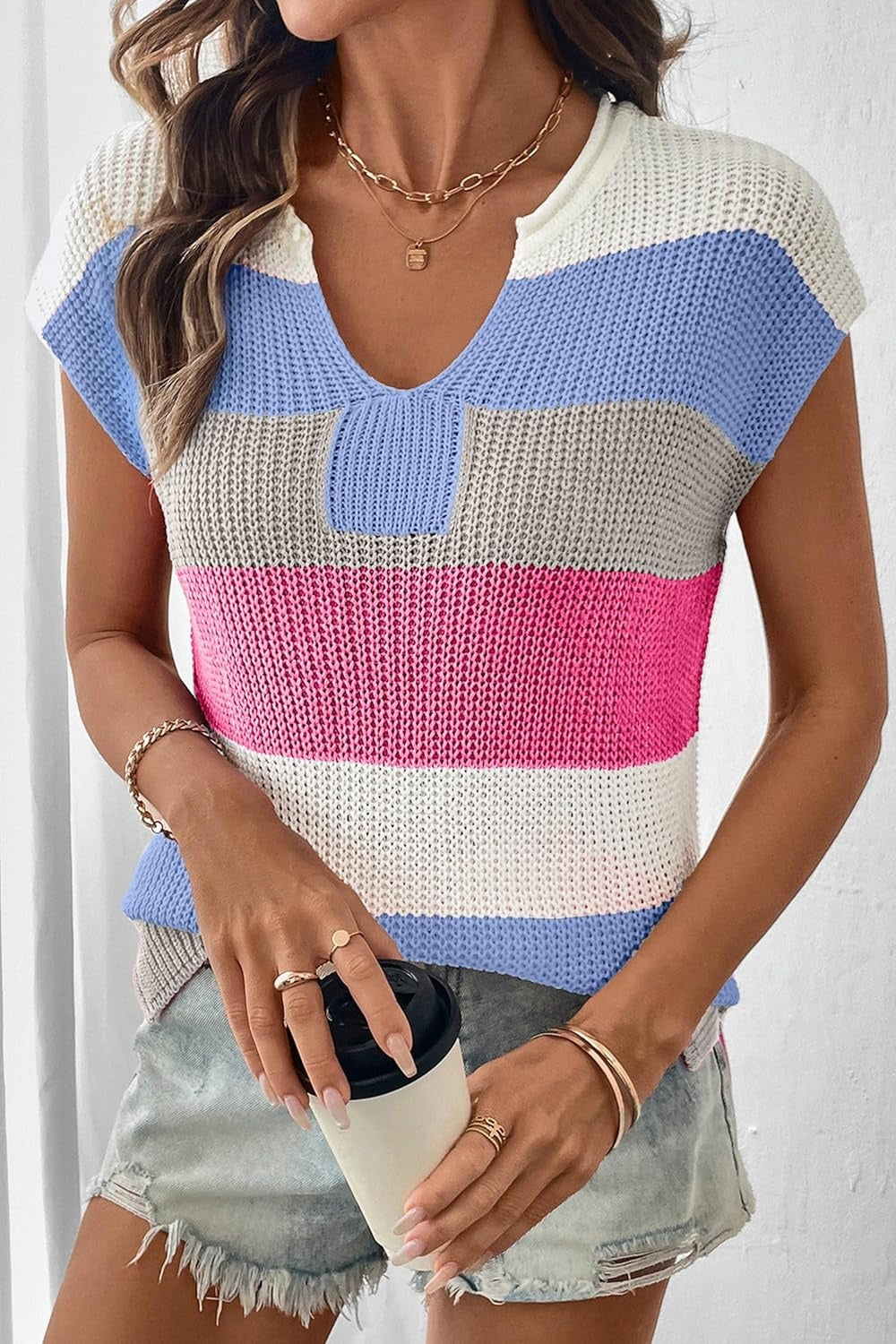 2026 Spring Women's Striped Colorblock Knit Top（buy 2 free shipping）