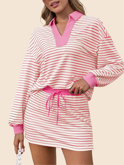 Women's Casual Striped Two-Piece Set