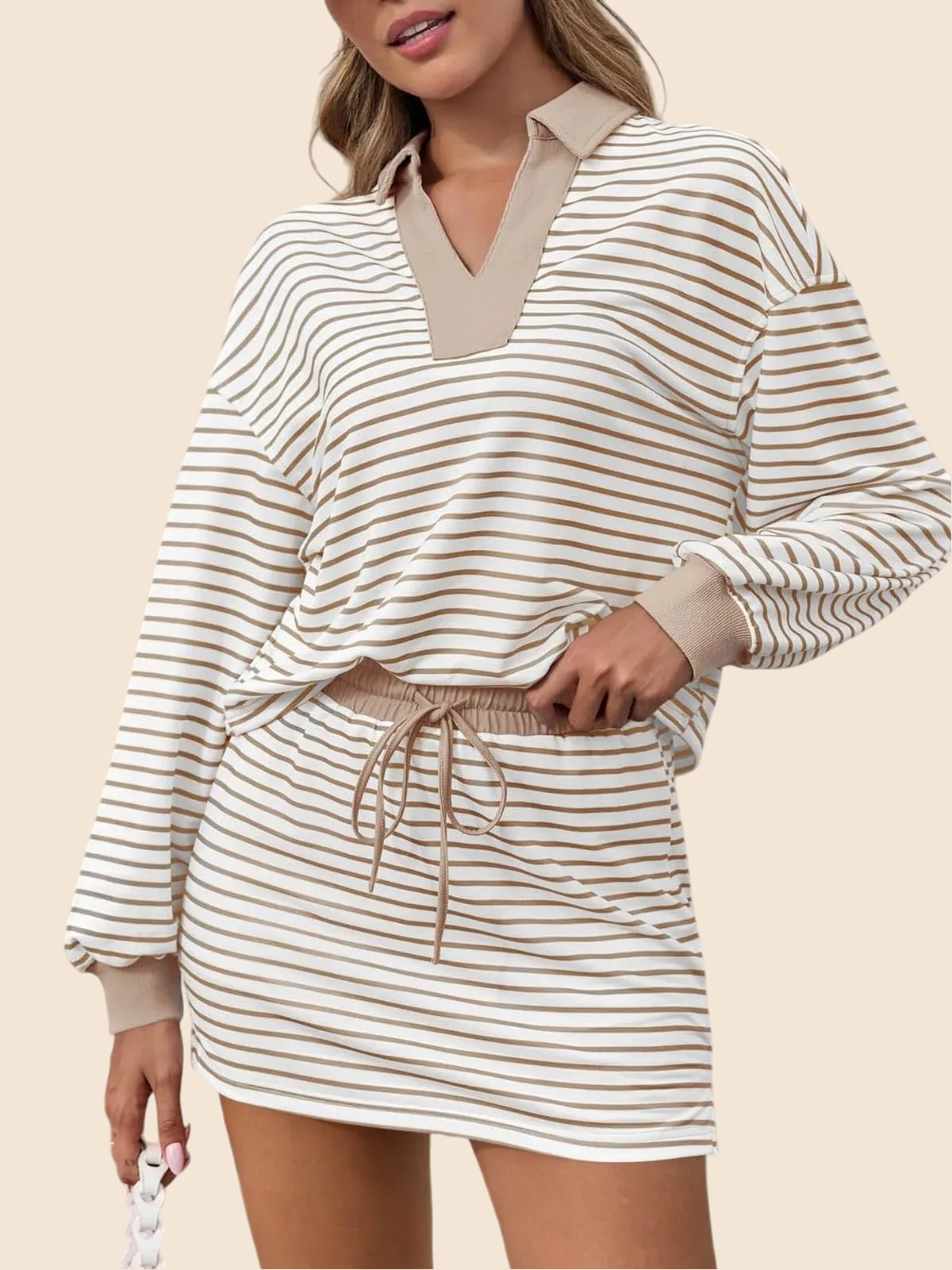 Women's Casual Striped Two-Piece Set