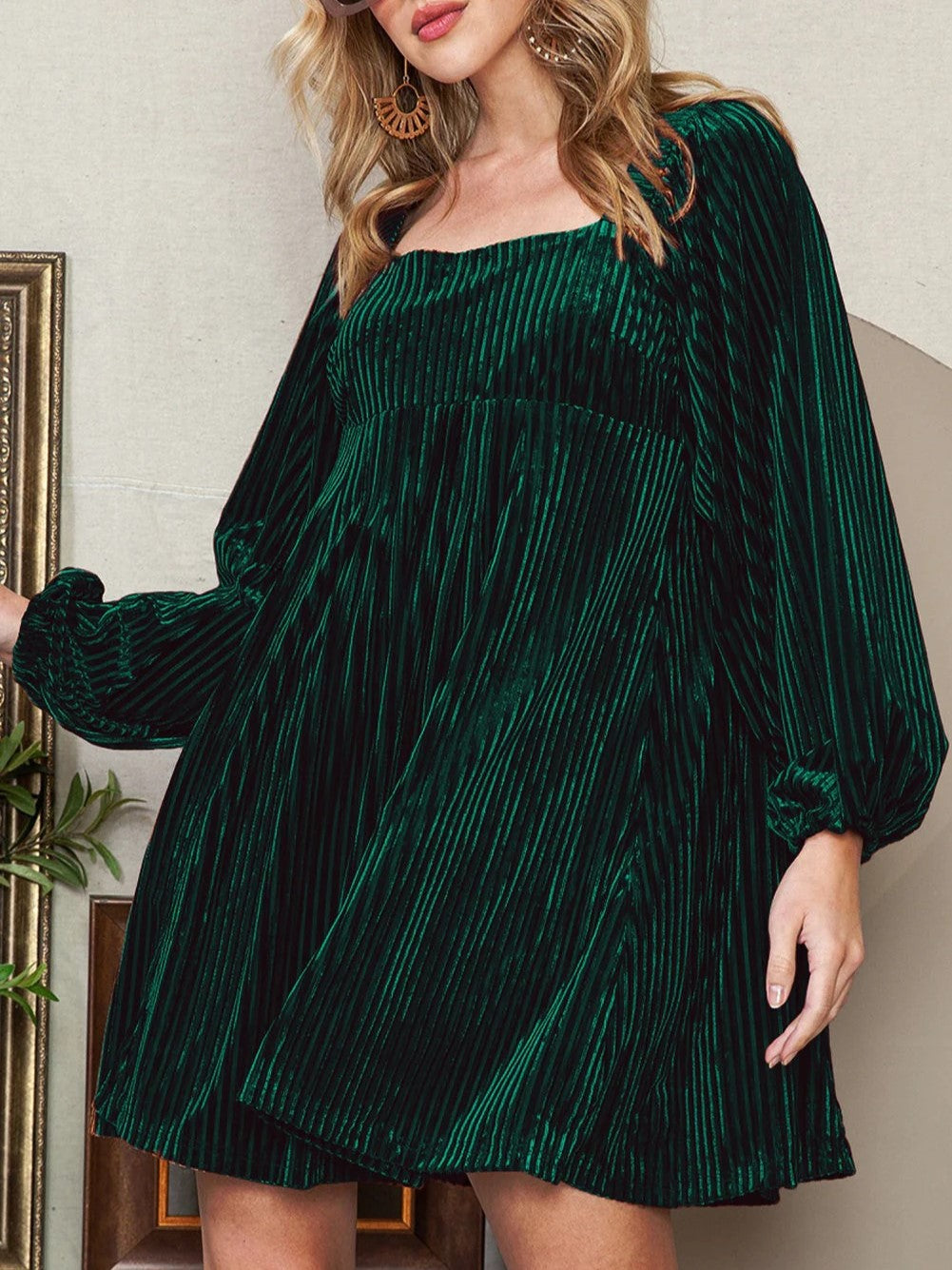 Women's Square Neck Tie Back Ribbed Dress (Buy 2 Free Shipping)