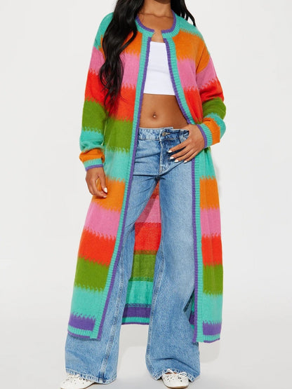 Women's Vibrant Striped Long Cardigan