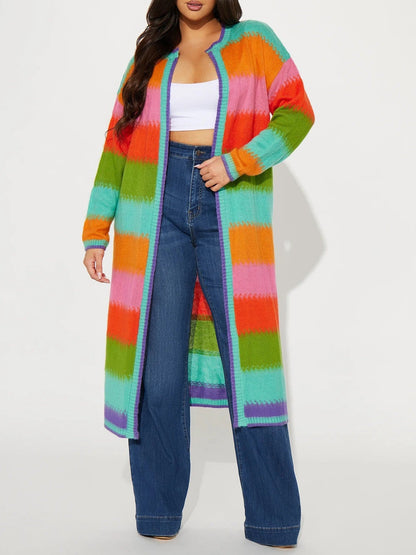 Women's Vibrant Striped Long Cardigan