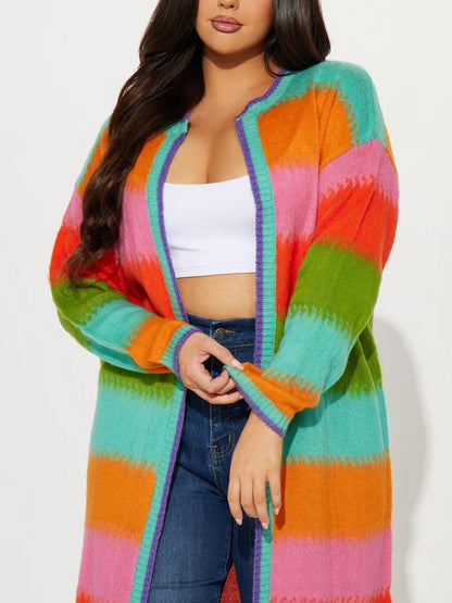 Women's Vibrant Striped Long Cardigan