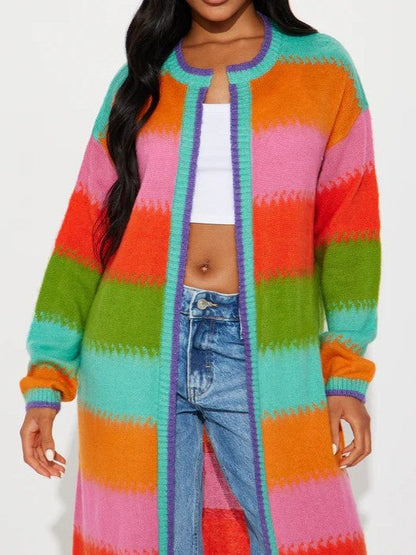 Women's Vibrant Striped Long Cardigan